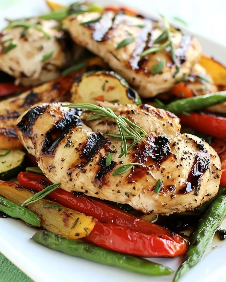 Savory Honey Balsamic Grilled Chicken and Vegetables shot