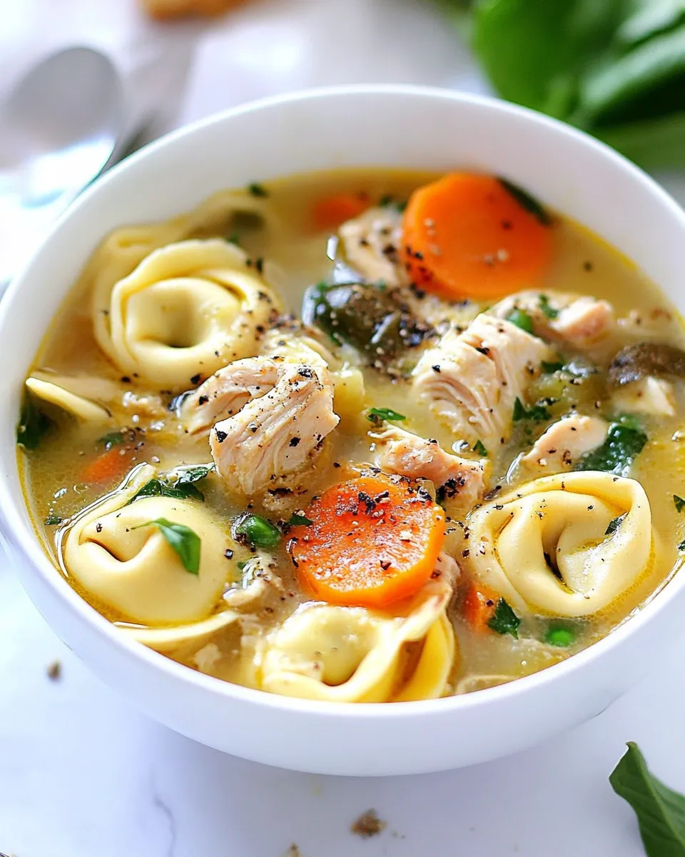 Delicious Lemon Chicken Tortellini Soup shot