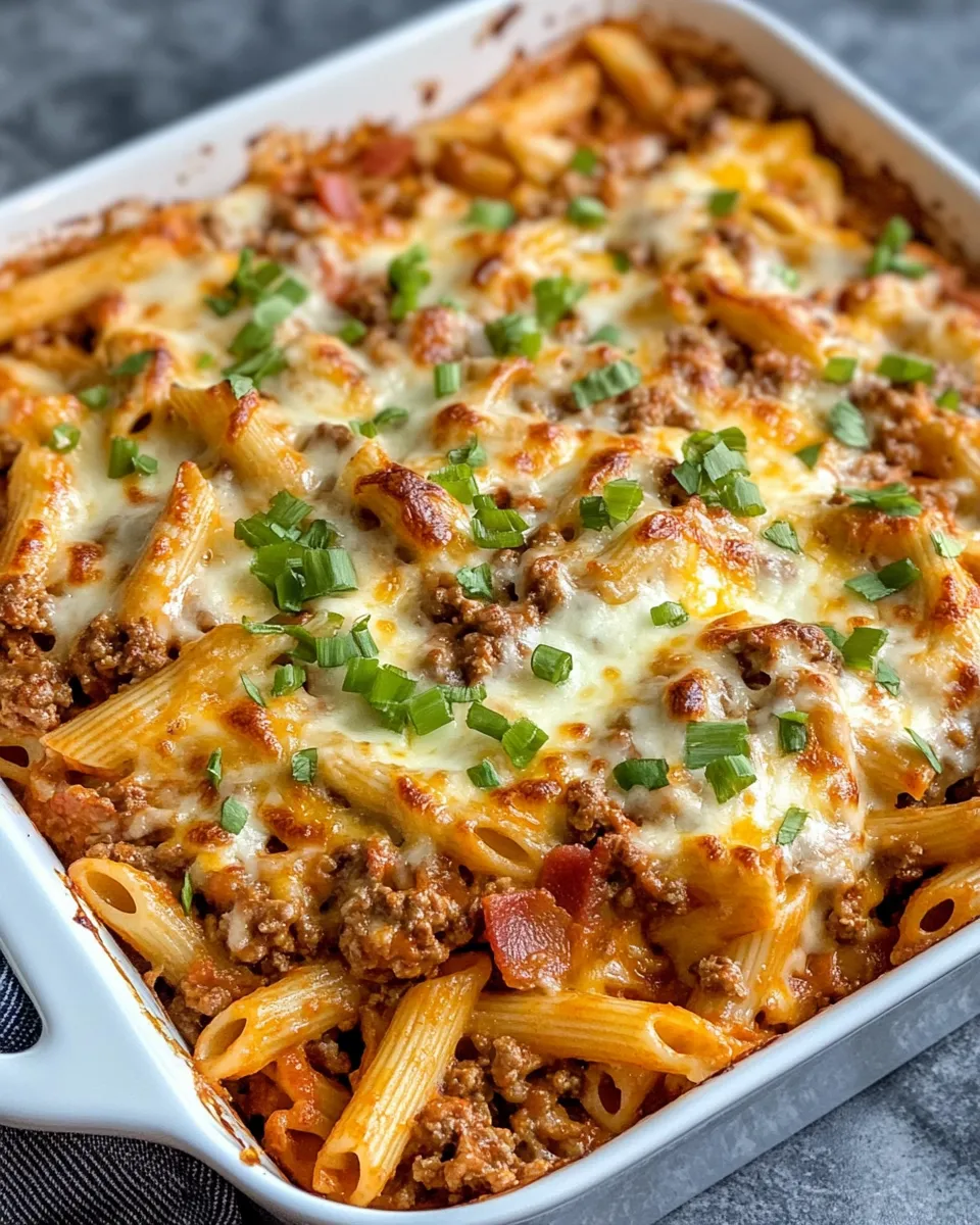 Homemade Loaded Bacon Cheeseburger Pasta Bake photo