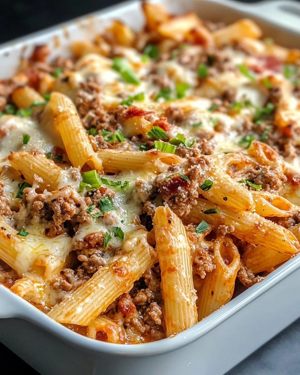Easy Loaded Bacon Cheeseburger Pasta Bake recipe photo