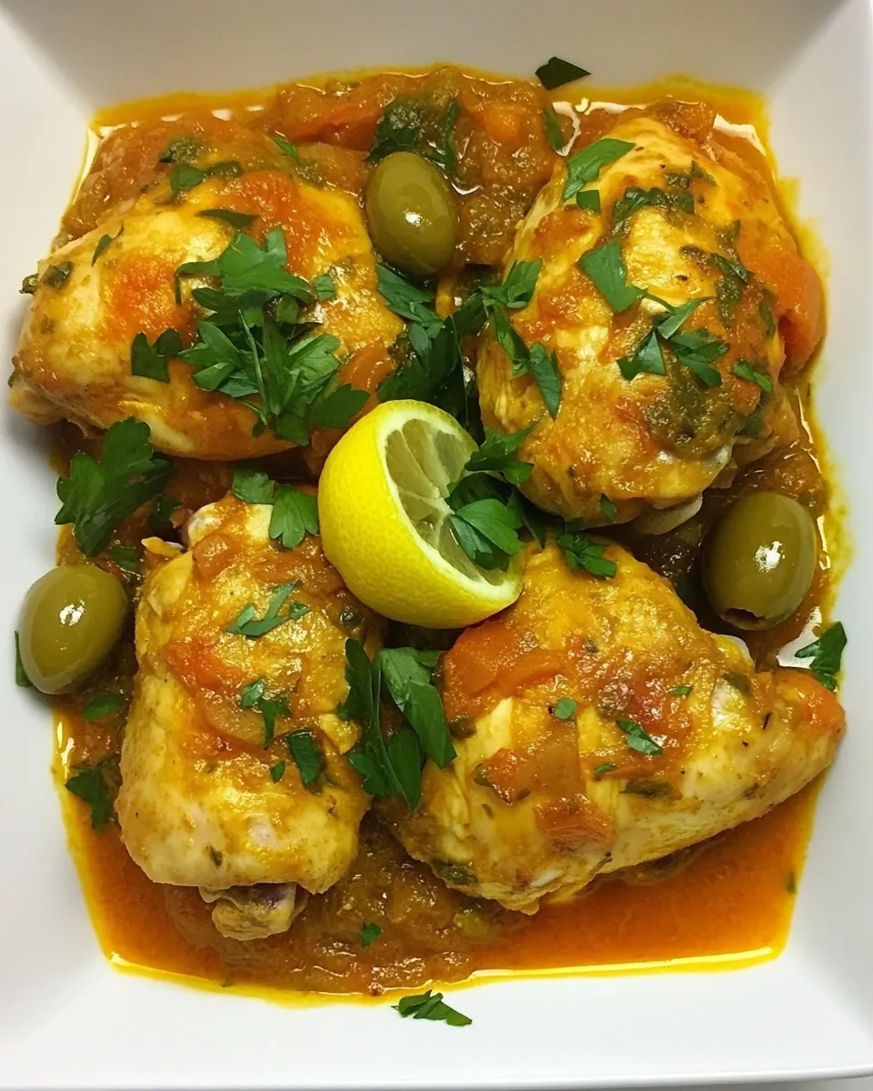 Delicious Moroccan Lemon Chicken with Olives shot