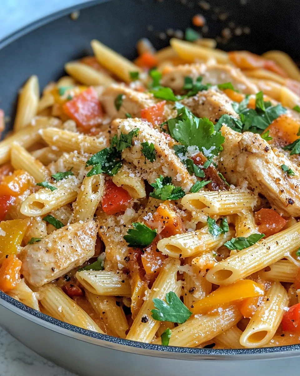 Classic One-Dish Chicken Fajita Pasta dish photo