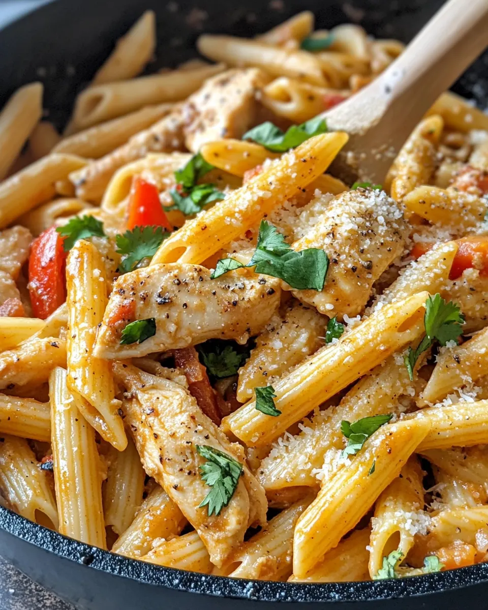 Easy One-Dish Chicken Fajita Pasta food shot