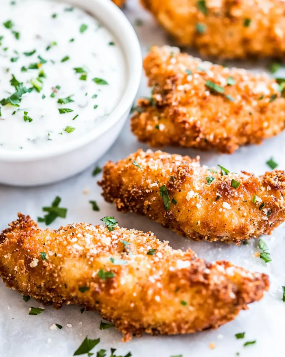 Easy Parmesan Chicken Strips food shot