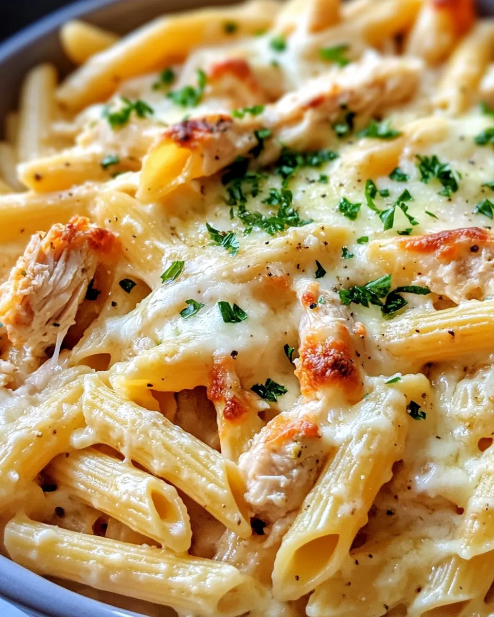Delicious Roasted Chicken Alfredo Pasta Bake plate image
