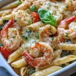 Homemade Roasted Garlic Shrimp Penne Bake recipe photo
