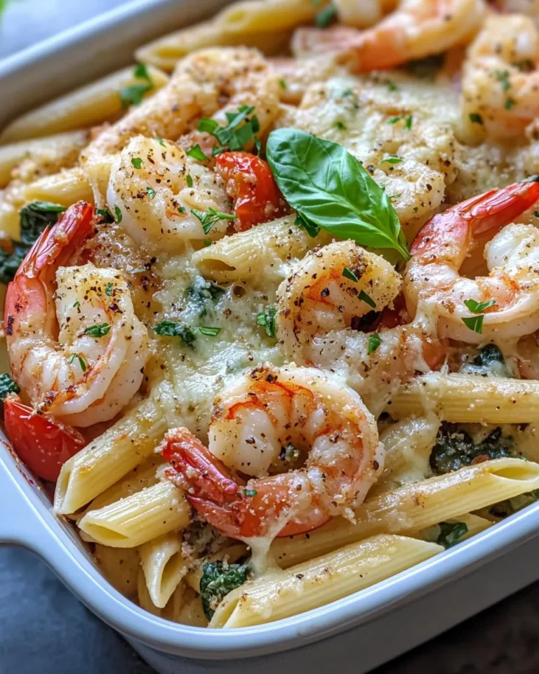 Homemade Roasted Garlic Shrimp Penne Bake recipe photo