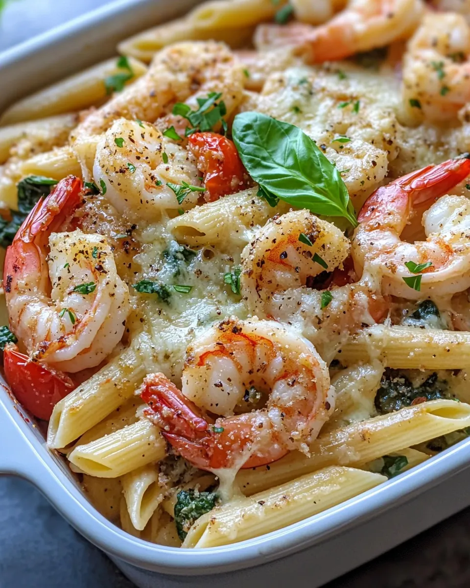 Homemade Roasted Garlic Shrimp Penne Bake recipe photo