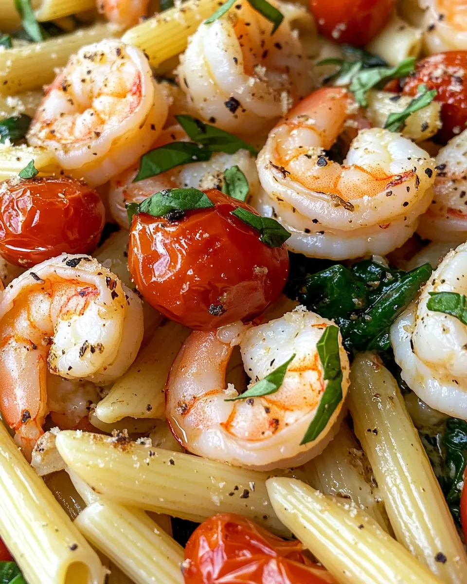 Classic Roasted Garlic Shrimp Penne Bake dish photo
