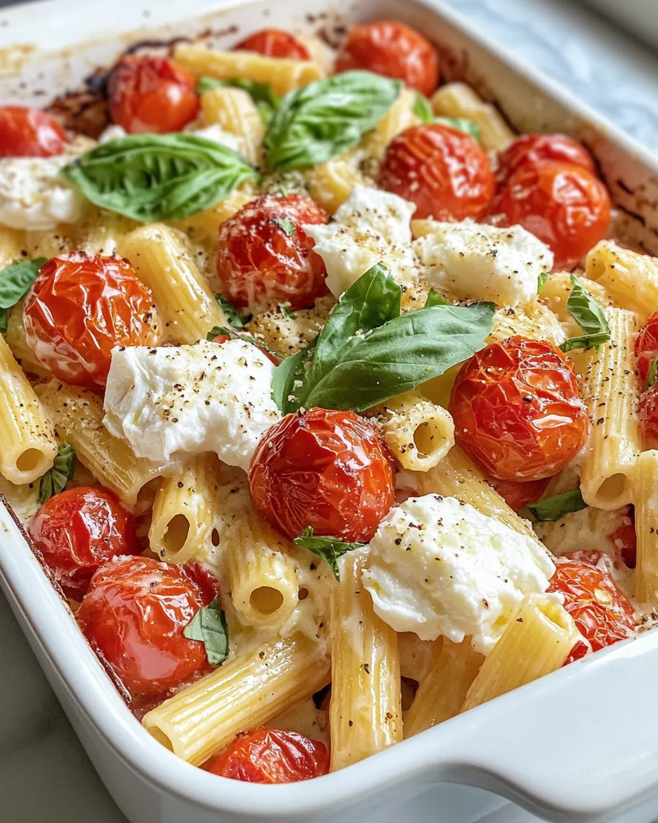Delicious Roasted Tomato Burrata Pasta Bake recipe photo