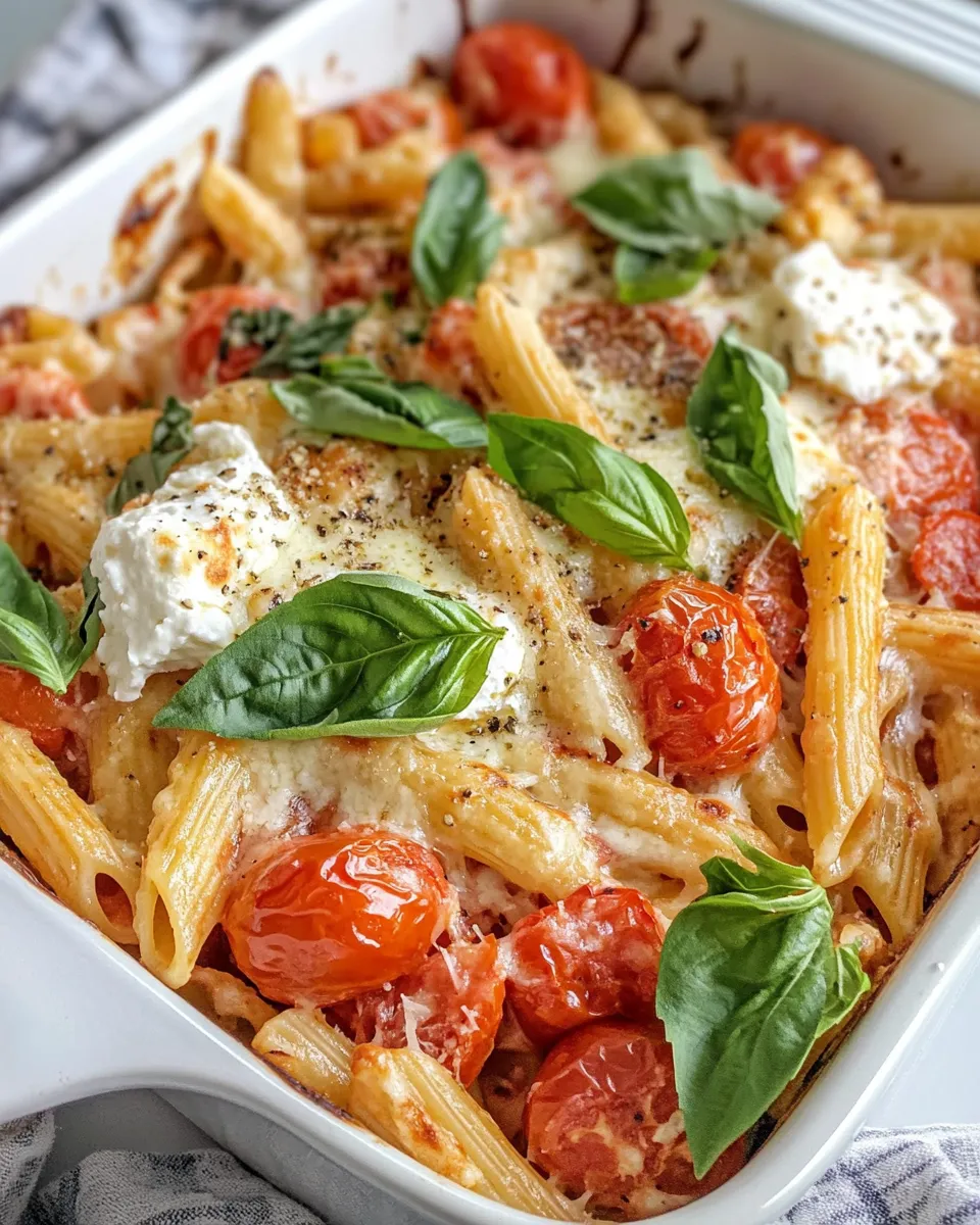 Classic Roasted Tomato Burrata Pasta Bake dish photo