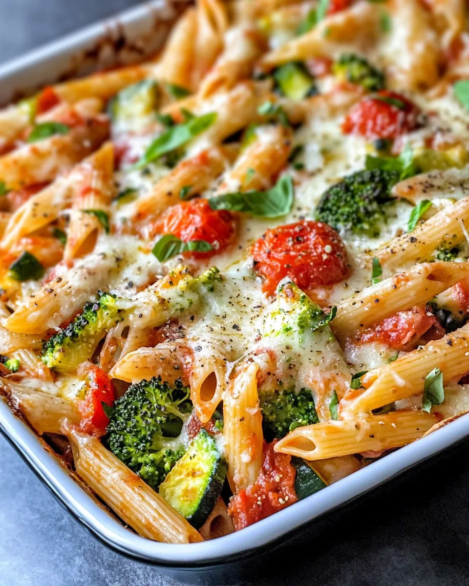 Healthy Roasted Veggie Primavera Pasta Bake dish photo