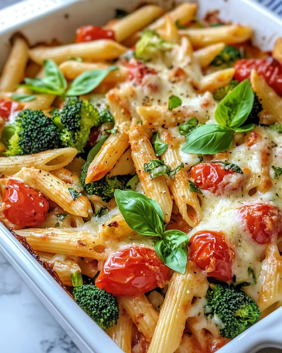Easy Roasted Veggie Primavera Pasta Bake food shot