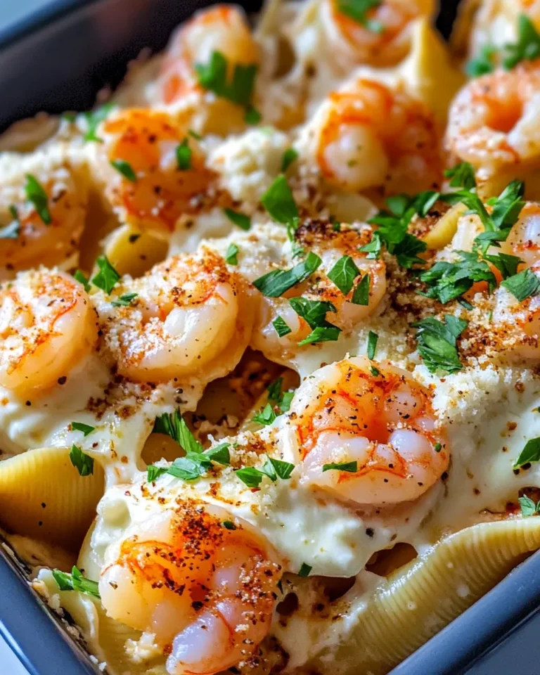 Homemade Shrimp Alfredo Stuffed Shells Bake photo