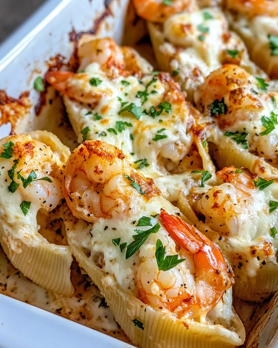 Classic Shrimp Alfredo Stuffed Shells Bake image