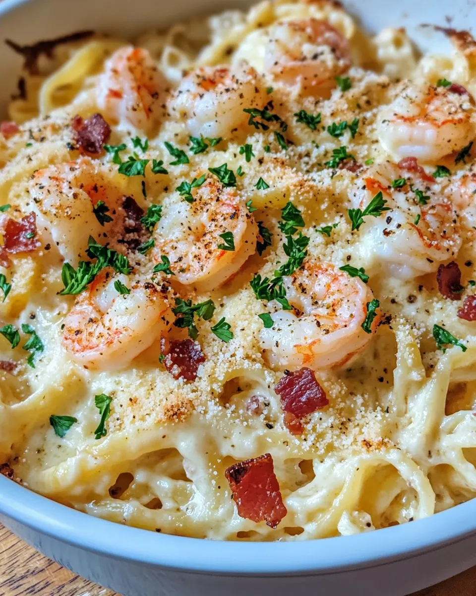 Classic Shrimp Carbonara Pasta Casserole image