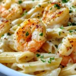Homemade Shrimp Scampi Alfredo Pasta Bake recipe photo