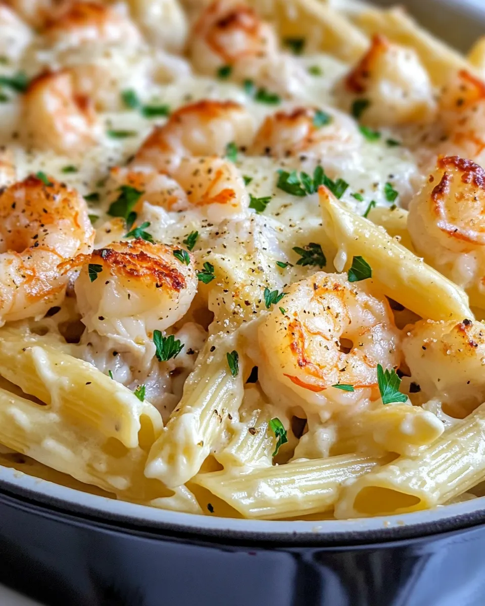 Classic Shrimp and Crab Alfredo Pasta Bake dish photo