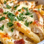Homemade Smothered Chicken Alfredo Pasta Bake recipe photo