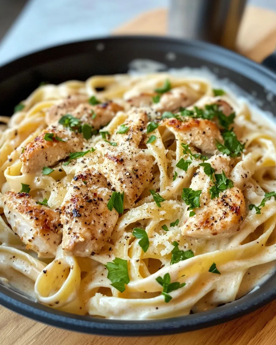 Delicious Spicy Cajun Chicken Alfredo Pasta shot