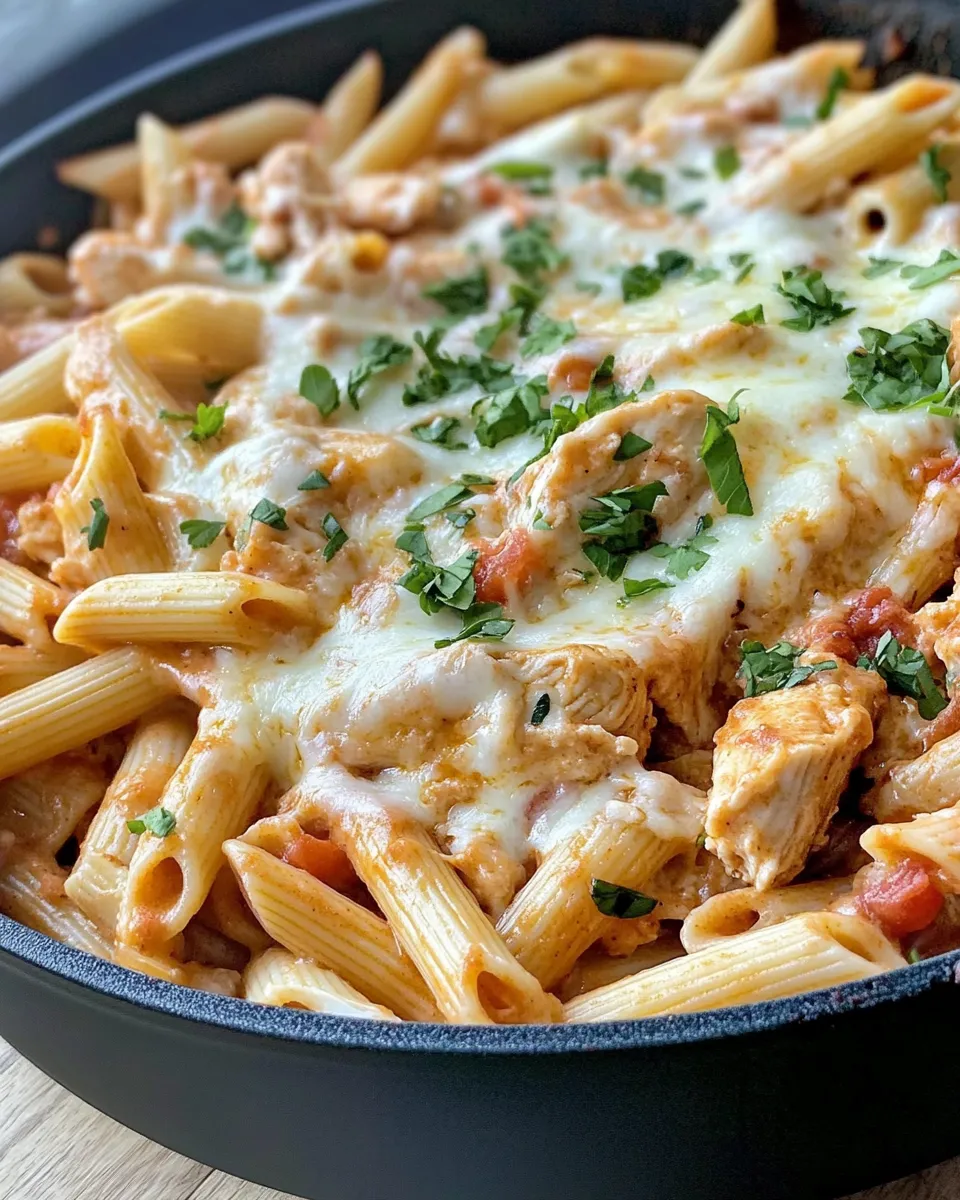 Homemade Spicy Chipotle Chicken Pasta Casserole food shot