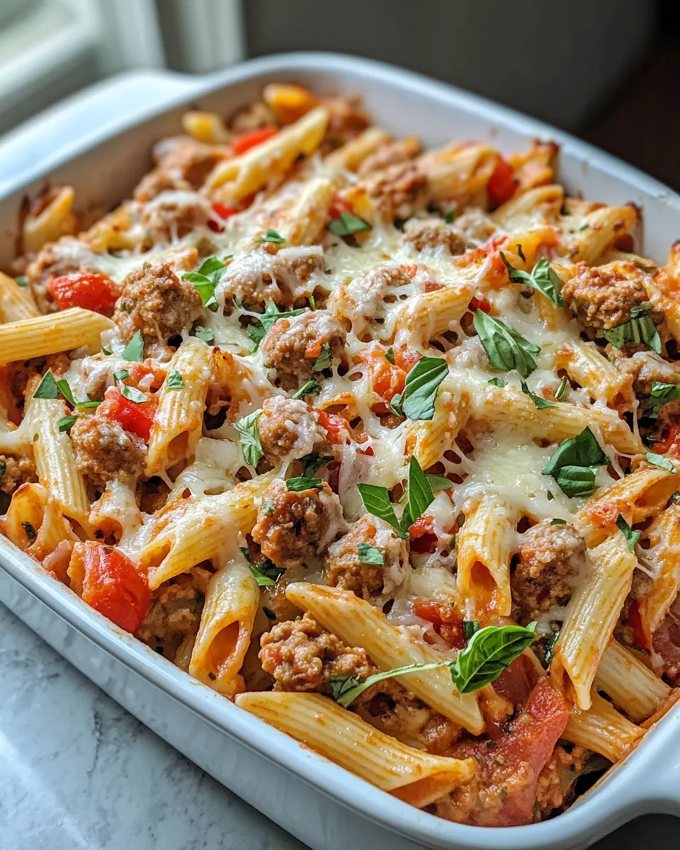 Homemade Spicy Sausage Pepper Pasta Bake photo