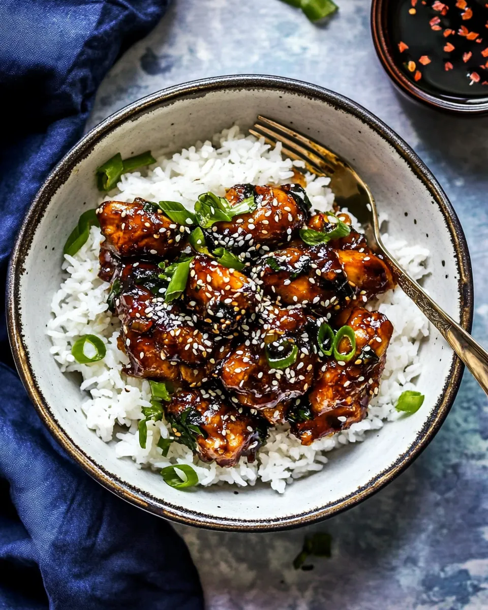 Simple Spicy Sesame Chicken and Ginger Rice. image