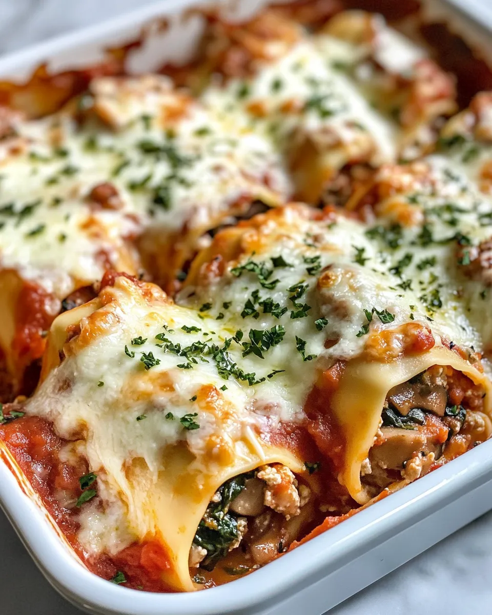 Homemade Spinach Mushroom Lasagna Roll Bake photo