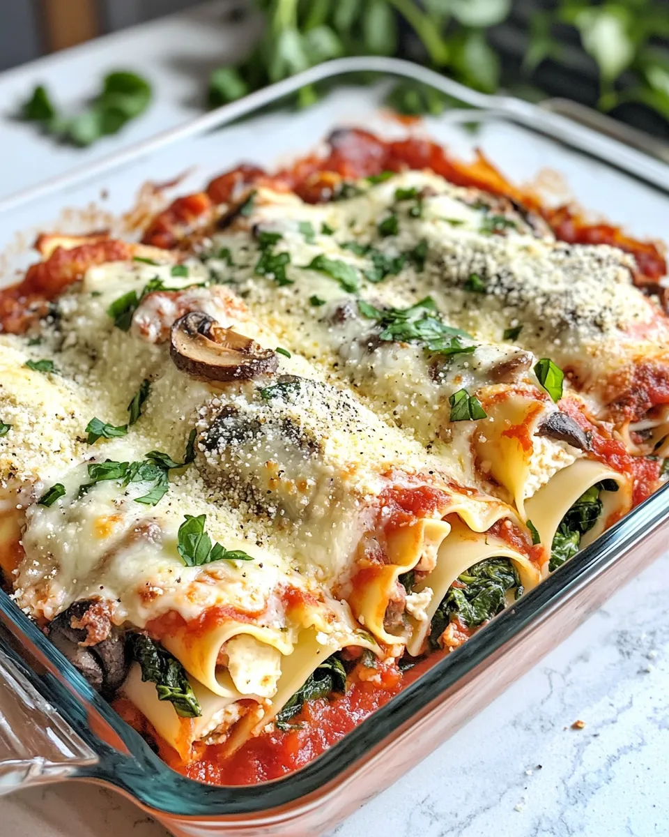Classic Spinach Mushroom Lasagna Roll Bake recipe image