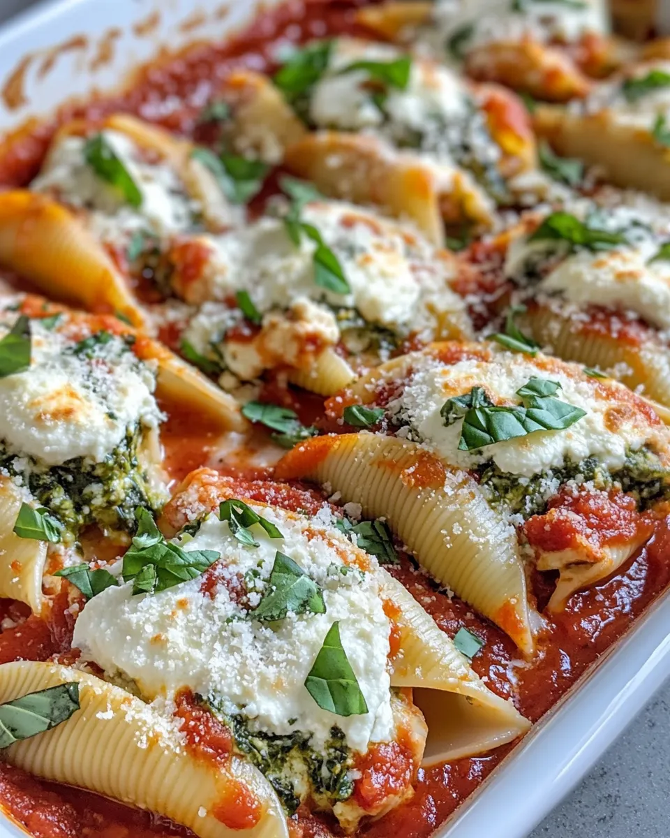 Classic Spinach Ricotta Stuffed Shells Bake dish photo