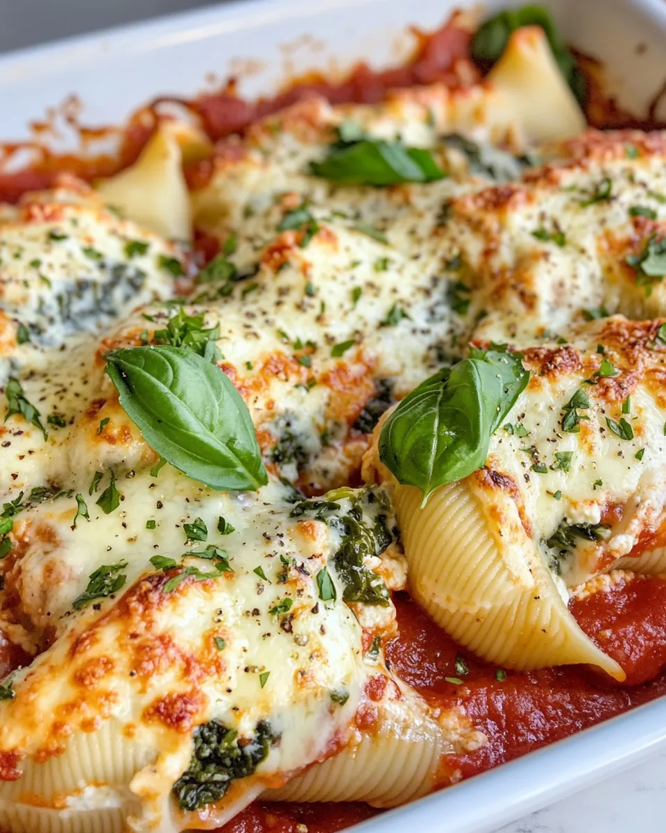 Easy Spinach Ricotta Stuffed Shells Bake food shot