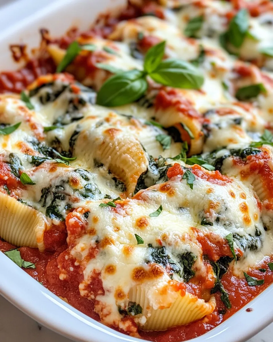 Delicious Spinach Ricotta Stuffed Shells Bake plate image