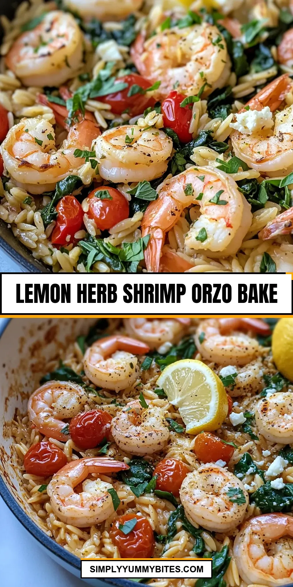 The Best Lemon Herb Shrimp Orzo Bake Ever