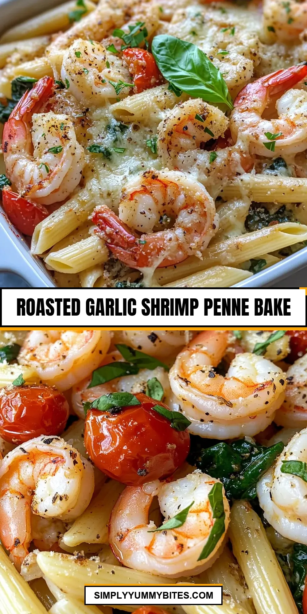 Easy Roasted Garlic Shrimp Penne Bake Recipe