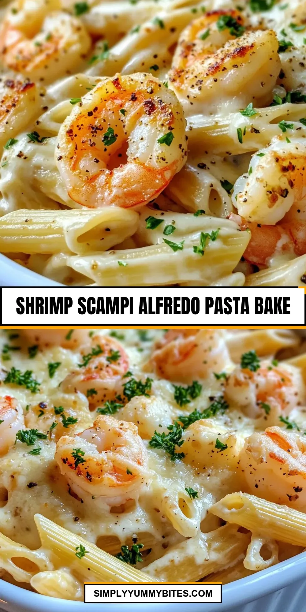 Easy Shrimp Scampi Alfredo Pasta Bake Recipe