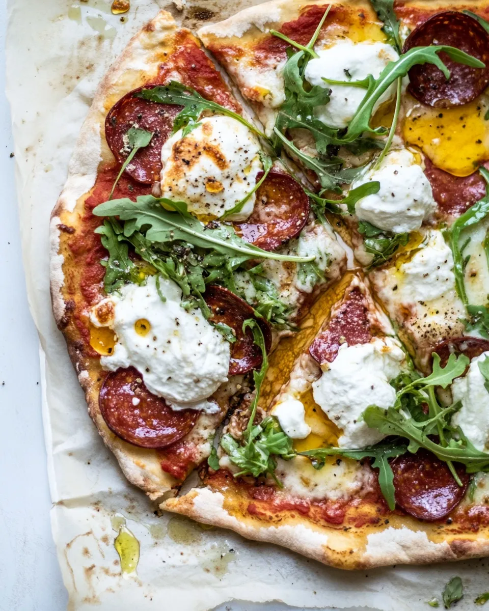Ultimate 15 Minute Thin Crust Pizza with Arugula and Hot Honey. picture
