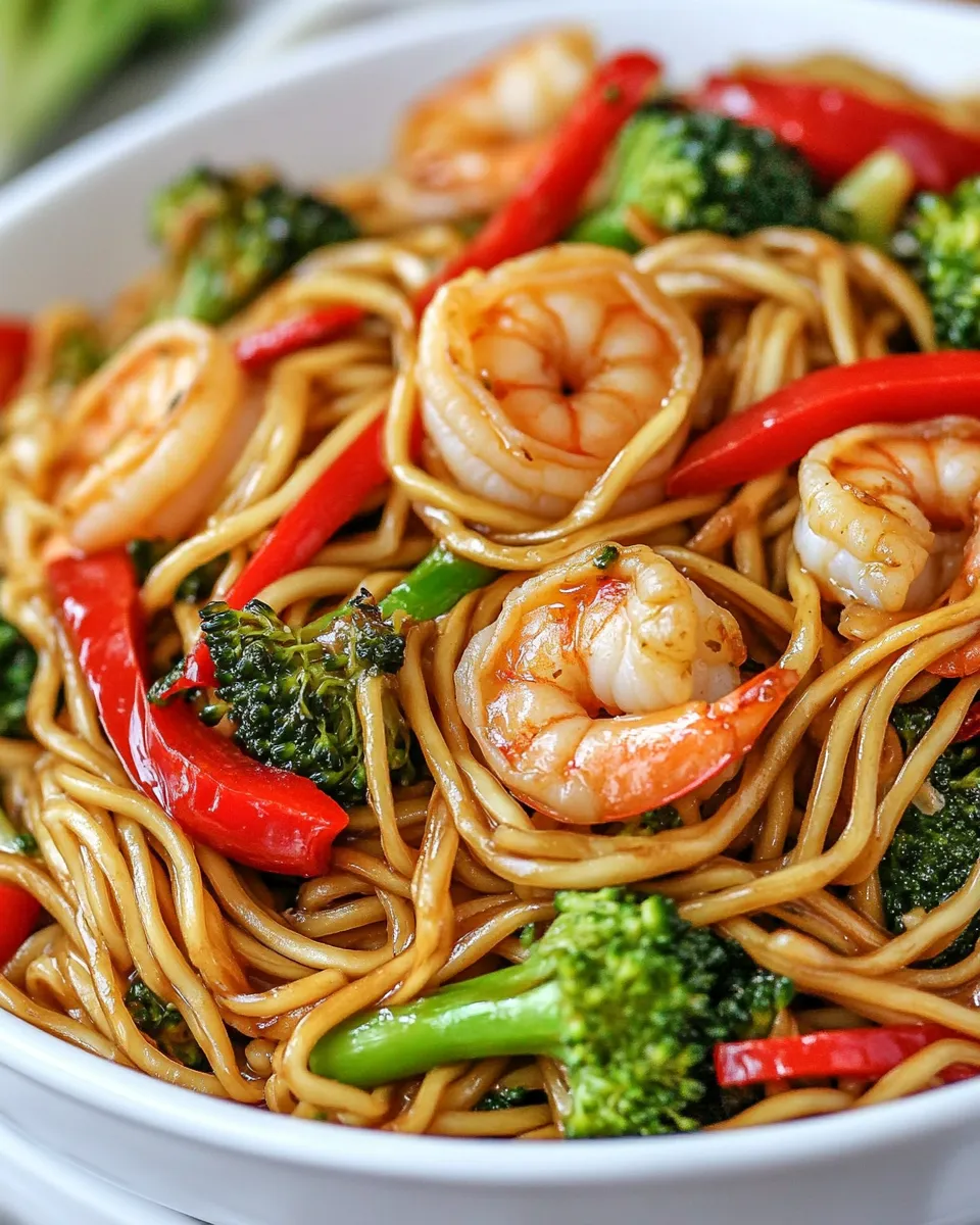 Healthy 20-Minute Shrimp and Broccoli Lo Mein shot
