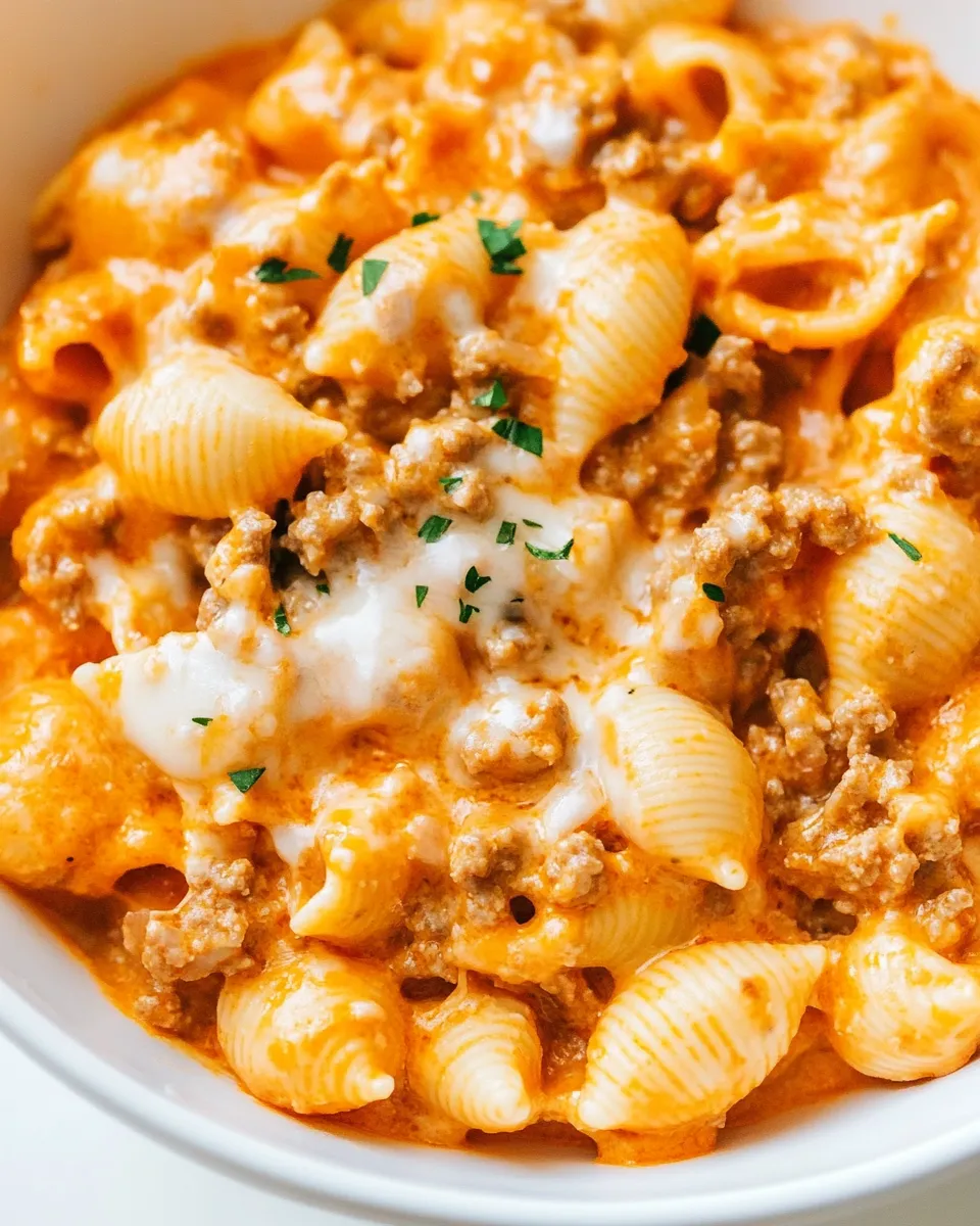 Easy 20 Minute Cheesy Beef and Shells photo