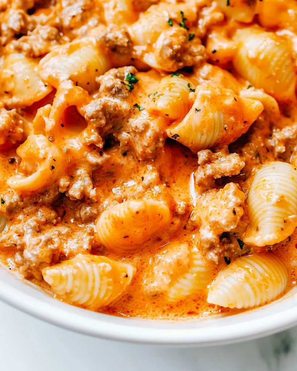 Delicious 20 Minute Cheesy Beef and Shells image