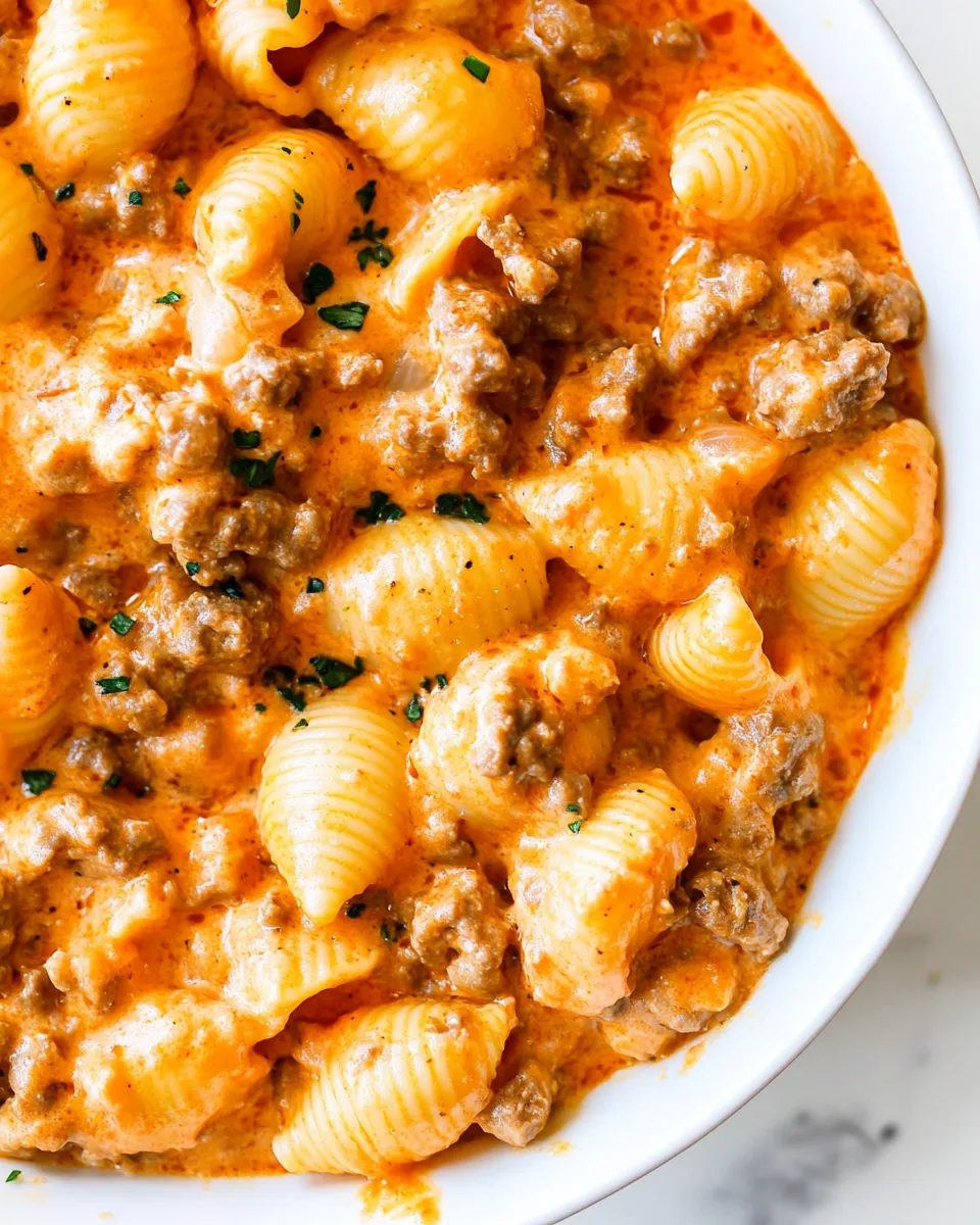 Quick 20 Minute Cheesy Beef and Shells recipe photo