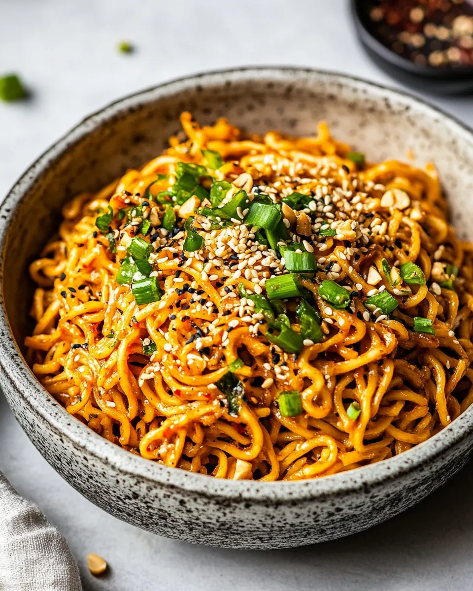 Delicious 20 Minute Garlic Oil Schezwan Peanut Noodles. photo