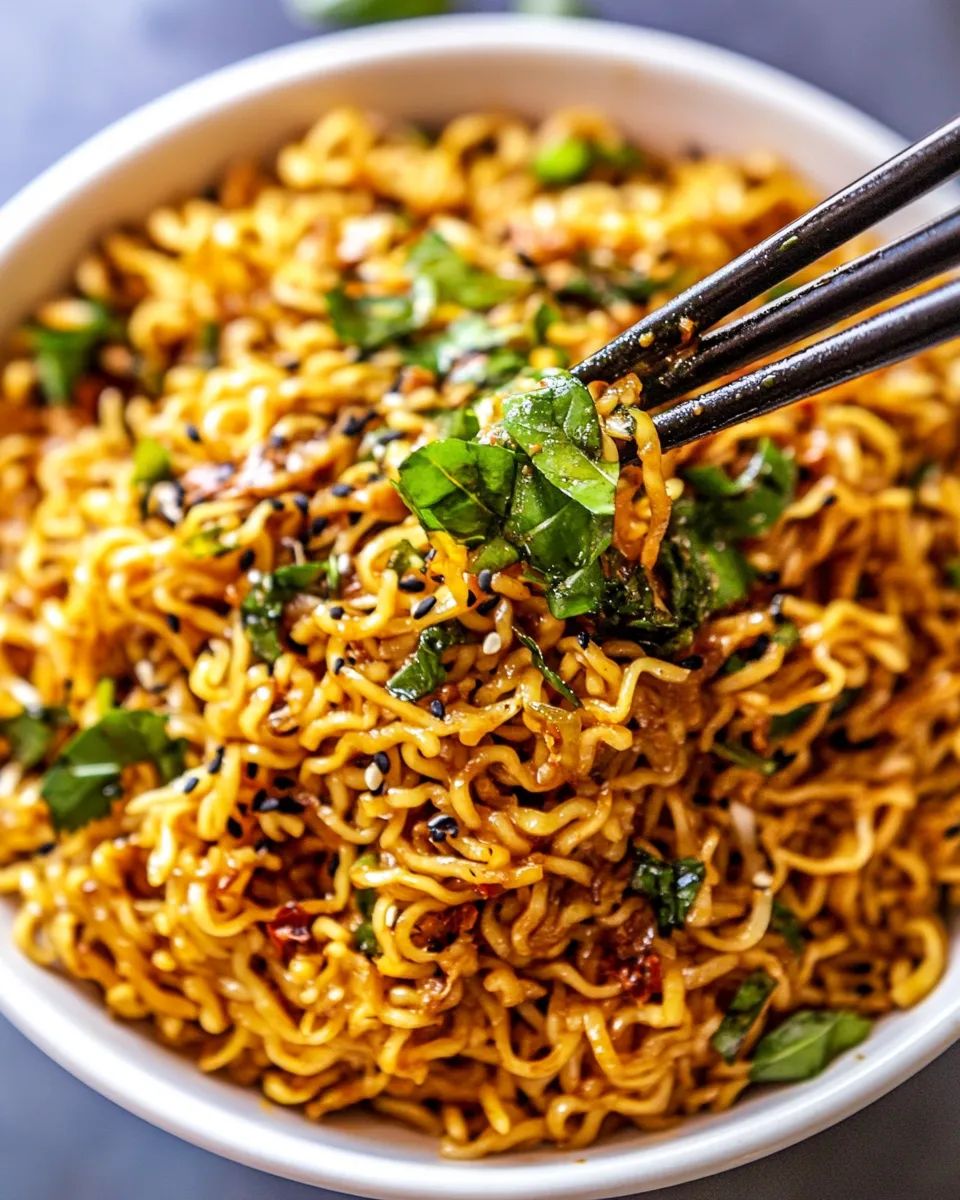 Healthy 20 Minute Red Curry Basil Garlic Oil Noodles. recipe image