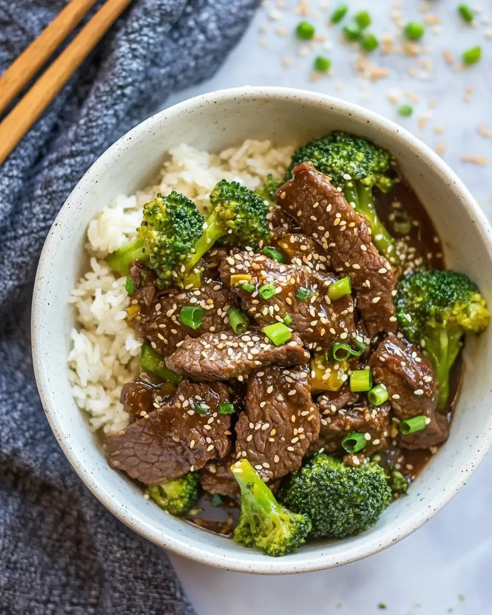 Healthy 30-Minute Sesame Ginger Garlic Broccoli Beef Stir Fry dish photo