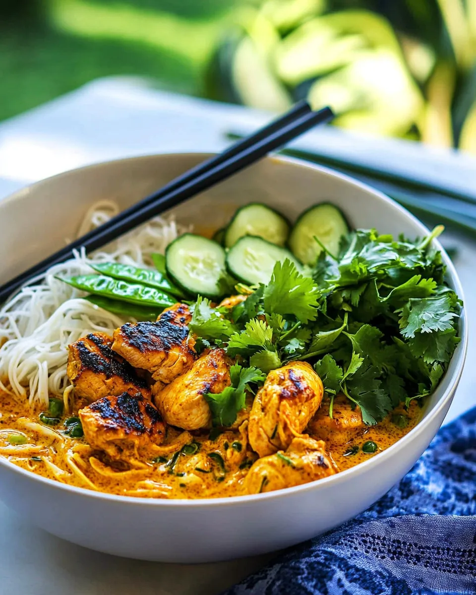 Sweet 30 Minute Creamy Thai Turmeric Chicken and Noodles. shot