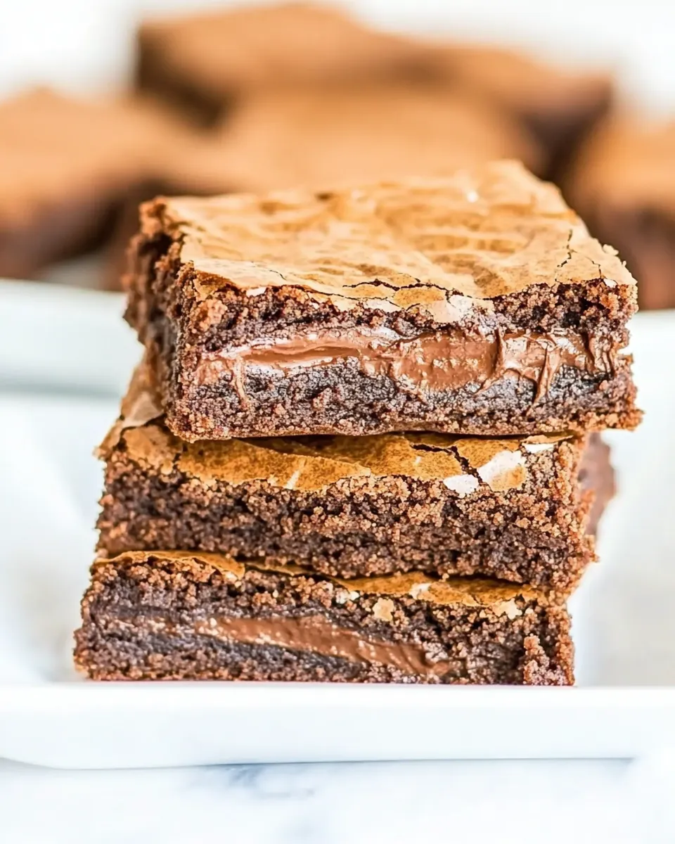 Simple 3 Ingredient Nutella Brownies shot