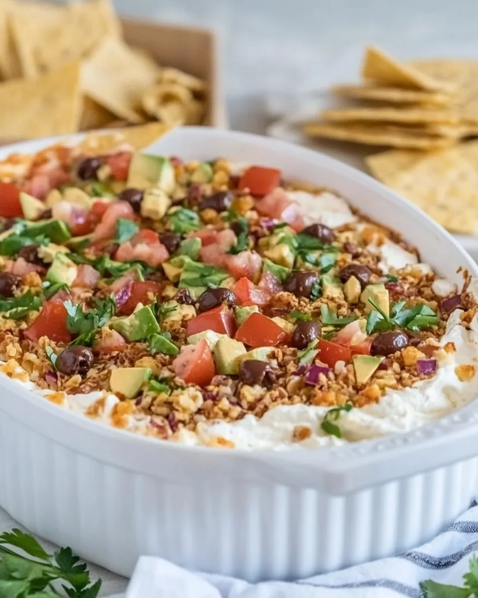 Easy 7 Layer Greek Dip Recipe shot