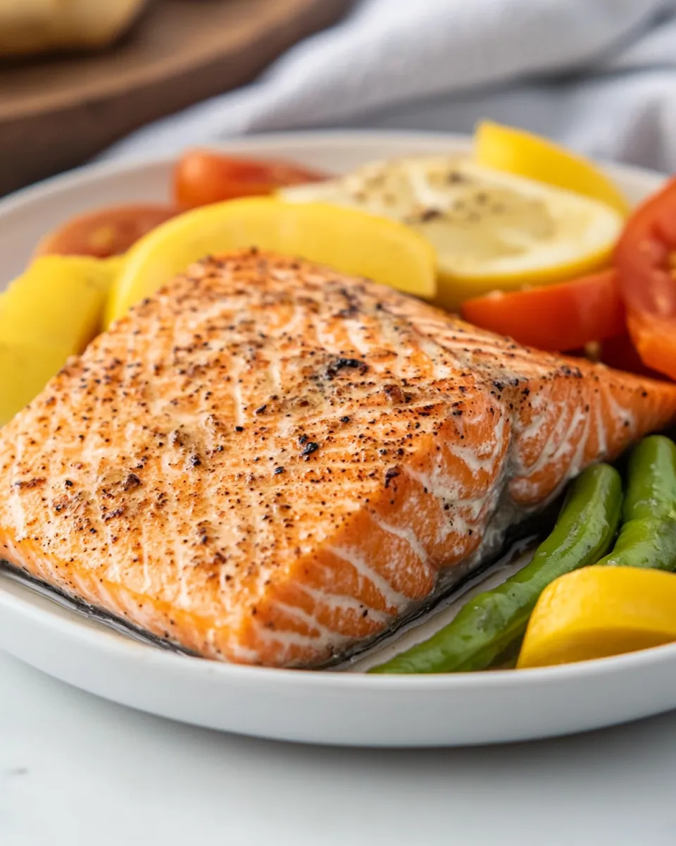 Quick Air Fryer Frozen Salmon Fillet With Skin dish photo