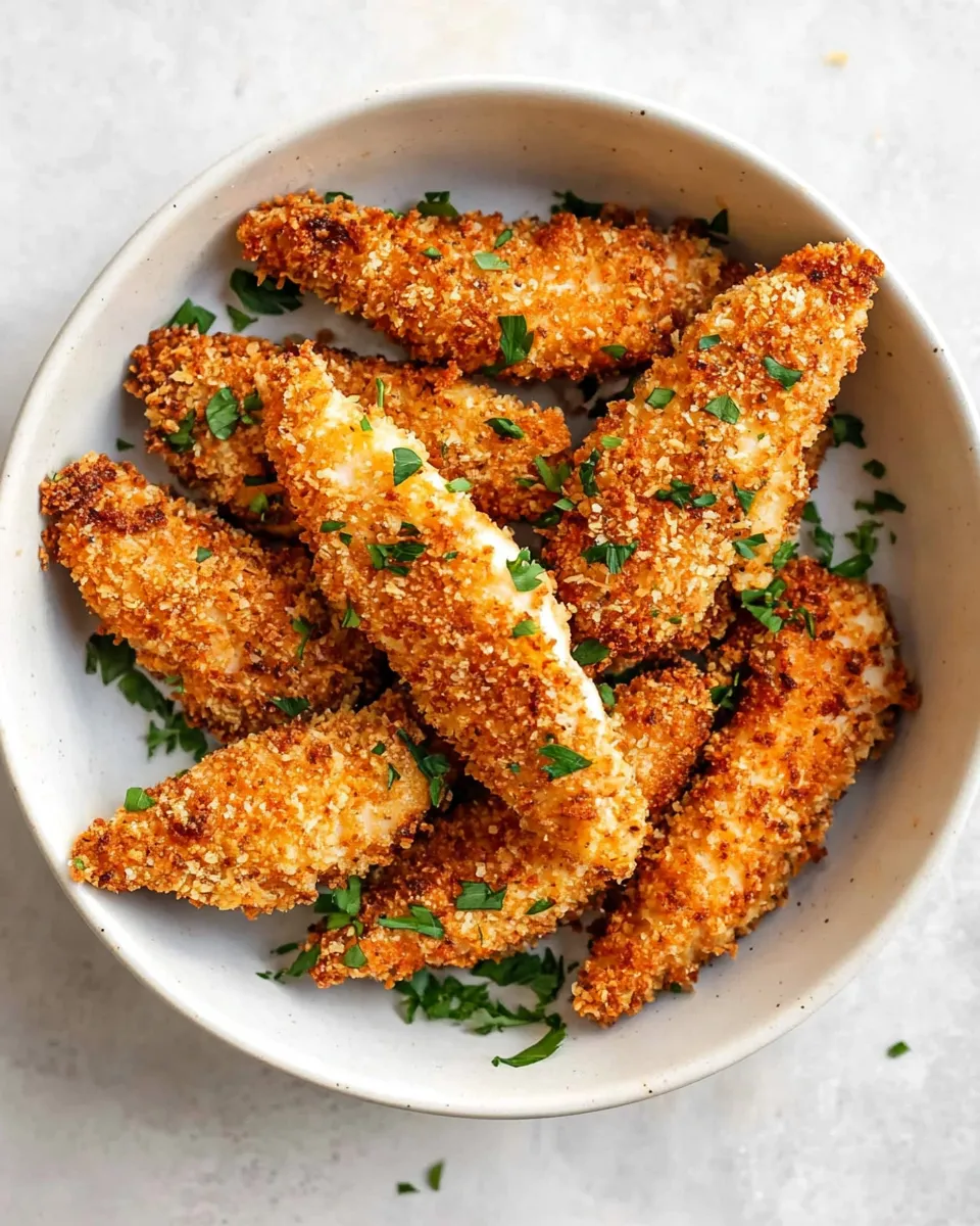 Quick Air Fryer Panko Chicken Tenders food shot