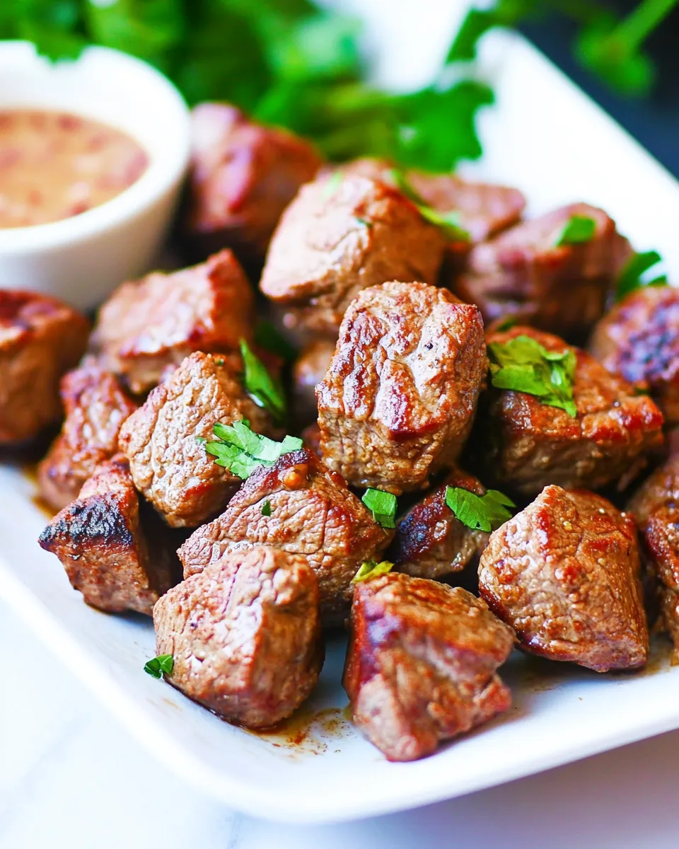 Savory Air Fryer Steak Bites Recipe shot