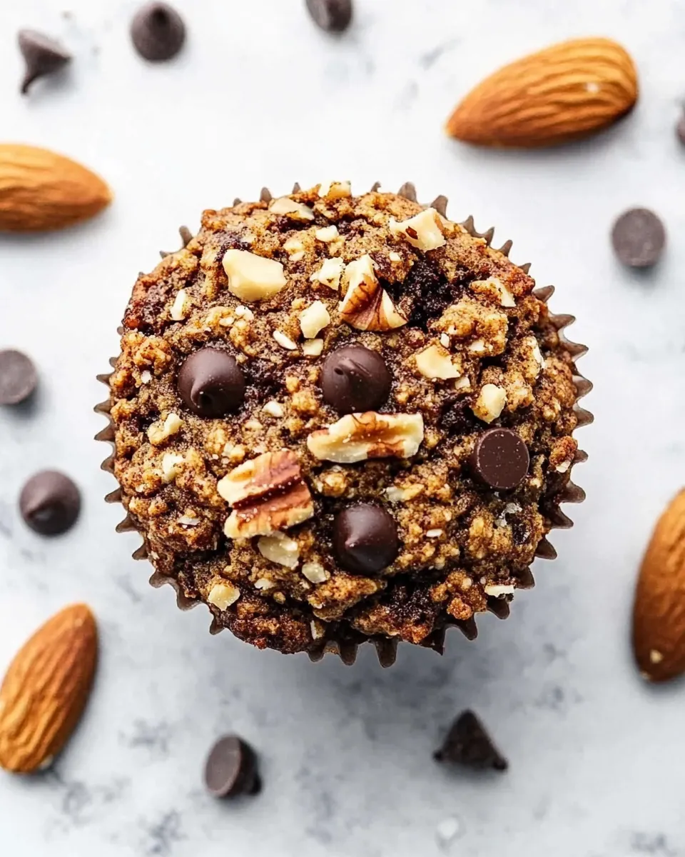 Delicious Almond Flour Paleo Banana Nut Muffins With Chocolate Chips food shot
